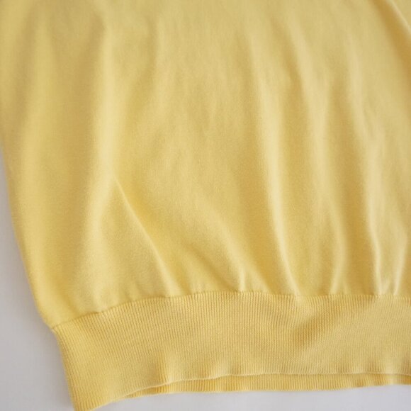 Vintage 90s Arnold Palmer Yellow Fine Knit 100% Pima Cotton V-neck Sweater Small - Picture 6 of 9